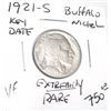 Image 1 : 1921-S *EXTREMELY RARE-KEY DATE* BUFFALO NICKEL VERY FINE GRADE RED BOOK VALUE $750.00+!! BUFFALO NI