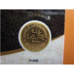 Turkish Mint 22 KT solid Gold certified coin