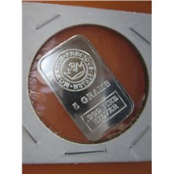 2015 Monarch metal 5 g .999 Silver bar