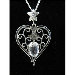 5.96 CT White Topaz necklace set with 12 Diamonds
