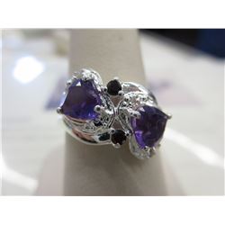 3 CTW Amethyst & Diamond heart ring