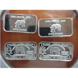 4 x .999 Silver 2015 Rhinoceros bars