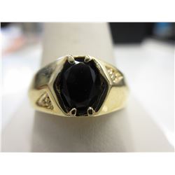 Man's genuine Diamond & Onyx gold finish ring