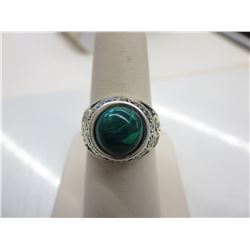 Sterling Silver custom made Green Malachite ring