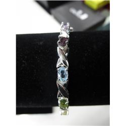 Multi gemstone ladies tennis bracelet