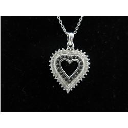 Half Carat White & Black Diamond Heart Necklace