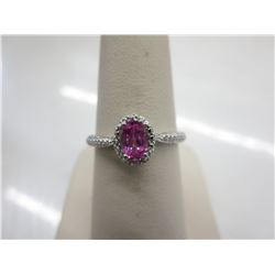 Half Carat Pink Topaz & Diamond Solitaire Ring