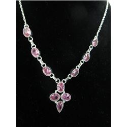 Sterling Silver & Pink Kunzite drop necklace