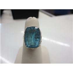 Custom Made 10 CT  Blue Topaz Ring - Emerald Cut