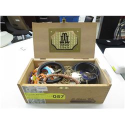 Cuban wood cigar box filled with Estate jewelry