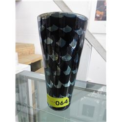 Signed & Numbered hand blown Black Amethyst vase