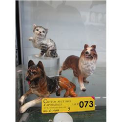 3 Glazed ceramic animals