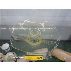 Vintage yellow glass bowl - 13"