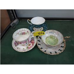 3 Bone china teacup & saucers