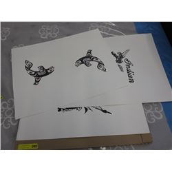 9 First Nations silk screen prints - unframed