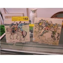 2 Vintage H & R Johnson hand painted tiles