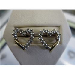 10KT Gold - Heart Earrings set with 30 Diamonds