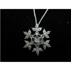 Italian Sterling Silver Diamond Snowflake Pendant