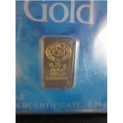 Gold Bar - 1/4 Gram of .995 Gold, Minted by NADIR