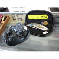 Lidded dish & Franklin Mint folding knife
