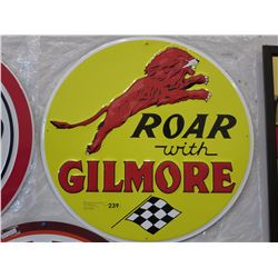 Round metal "Roar With Gilmore" sign - replica
