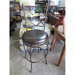 NEW - Metal bar stool with leather seat