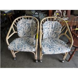 2 Bamboo patio chairs on casters - used
