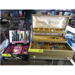 2 Vintage jewelry boxes and contents