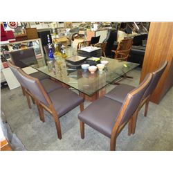 NEW - Glass Topped Dining Table with 6 Chairs