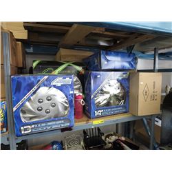 Shelf lot of plastic automotive wheel covers