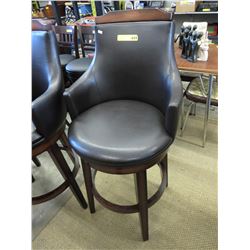 NEW - Leather Swivel Pub Chair with Solid Back