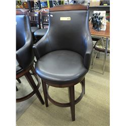 NEW - Leather Swivel Pub Chair with Solid Back
