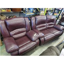 Reclining loveseat & chair - burgundy leather