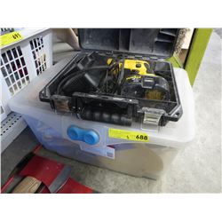 DeWalt cordless drill & tote of hand tools