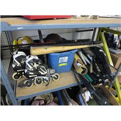 Shelf of sports equipment