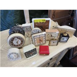 Collection of vintage alarm clocks & a timer