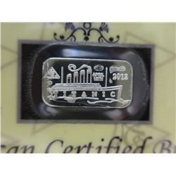 2 x 2015 Titanic Commemorative bars -.999 Silver