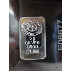 .999 Silver 5 gram Investor's bar