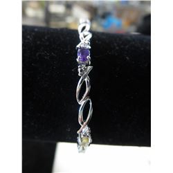 Multi Gemstone & Diamond tennis bracelet