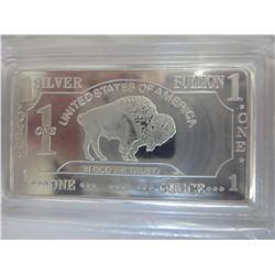1 oz. Buffalo bar - Silver Clad