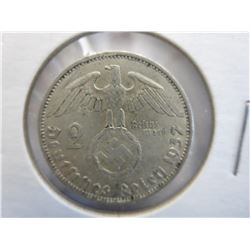 1937 Paul von Hindenburg & Swastika Nazi coin