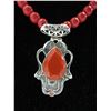 Image 1 : Sterling Silver & Red Coral drop necklace