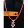 Image 2 : Sterling Silver & Red Coral drop necklace