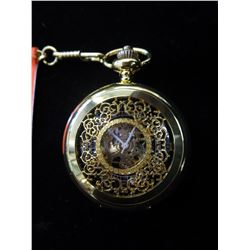 Wind up mechanical skeleton pocket watch