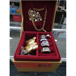 Silk jewelry box & contents