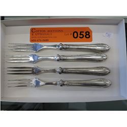 4 x 1920's Sterling silver dessert forks