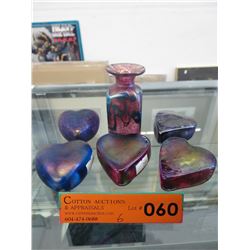6 Robert Held paperweights & vase