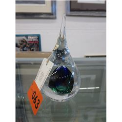 Hand blown Polish glass paperweight