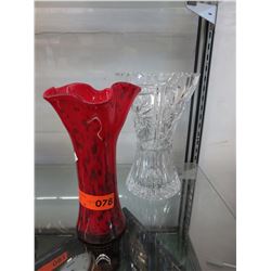 2 Glass vases - 1 Goofus & 1 Crystal