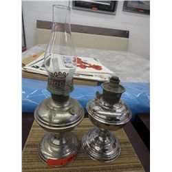 2 Vintage Silver plated oil lamps